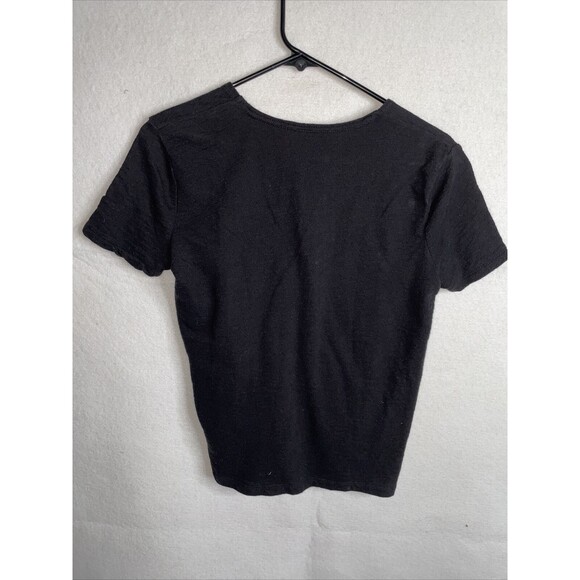 Gap Black Cotton  Wrap-Front Short Sleeve Top Shirt Sz Small - Picture 7 of 7